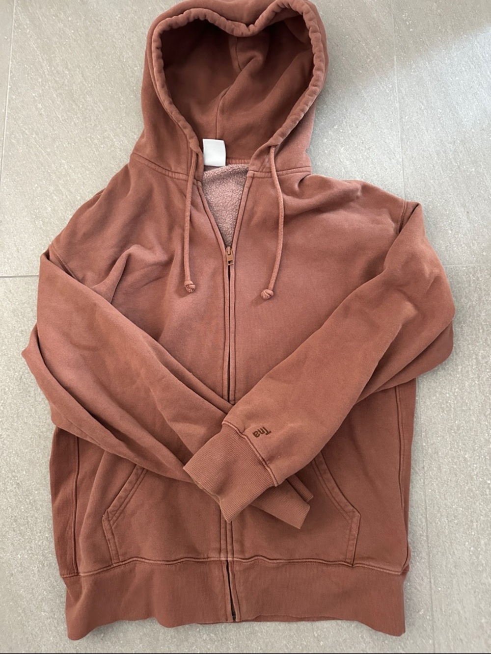 Aritzia TNA Zip-Up Hoodie in Rust Brown